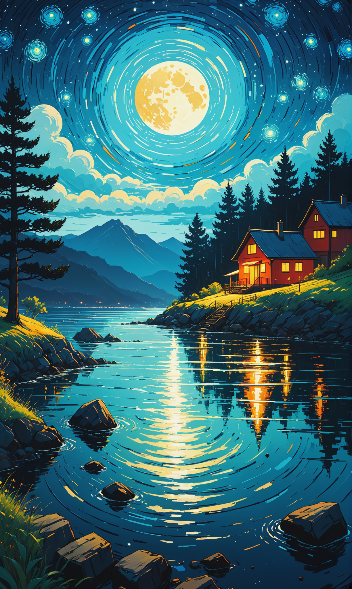 01224-3077042075-Art by James R. Eads, Swirling and flowing lines define the vivid landscapes and sky, drawing inspiration from Van Gogh's Starry.png